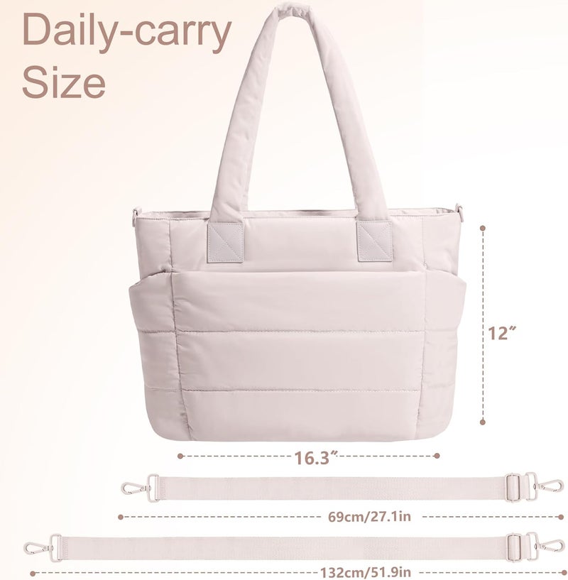 GASSDA Tote Bag for Women Puffer Tote Bag Large Nurse Bags Shoulder Handbag with Zipper for Work Travel - Image 3